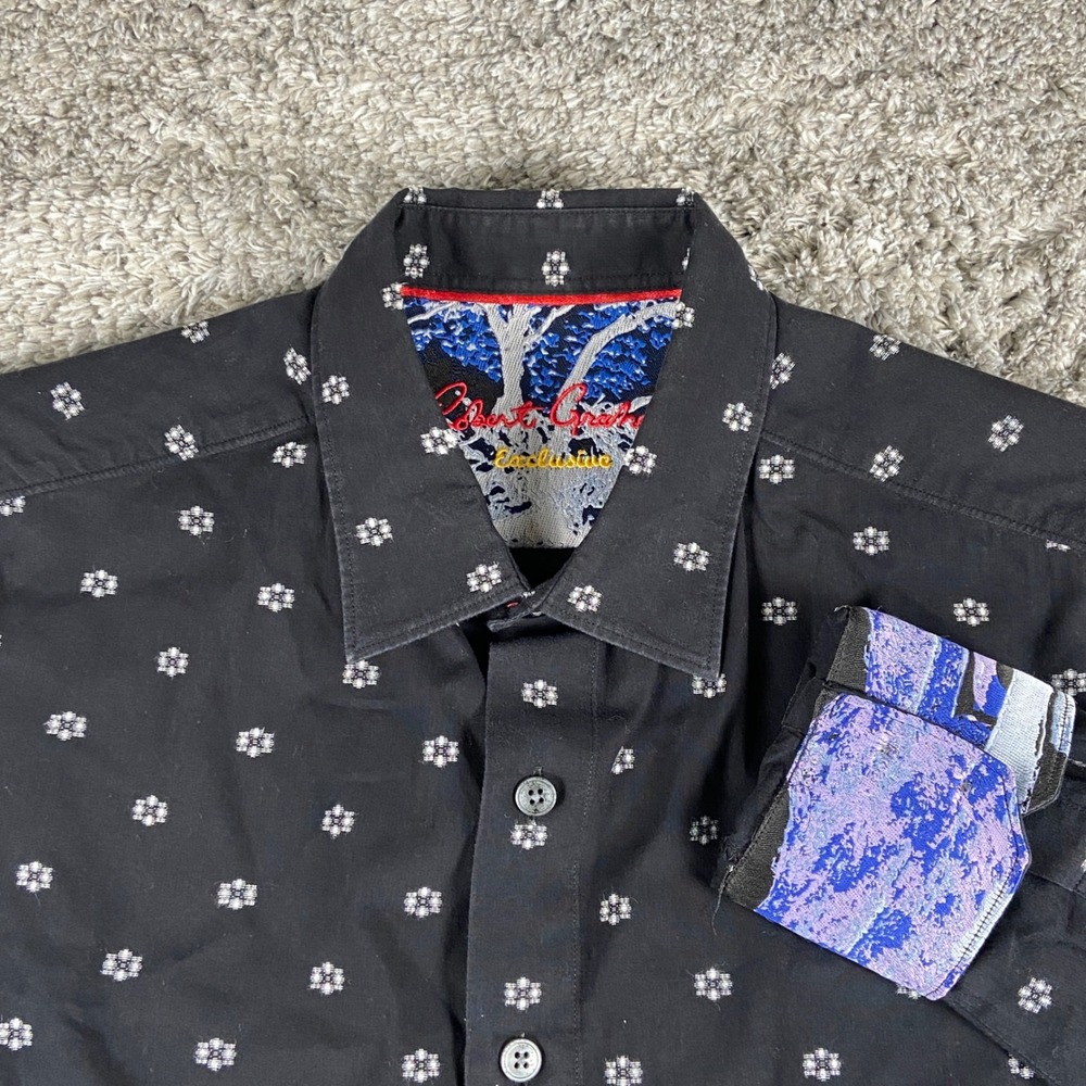 Robert Graham Exclusive Shirt Mens M Black Classic Fit Long Sleeve Geometric
